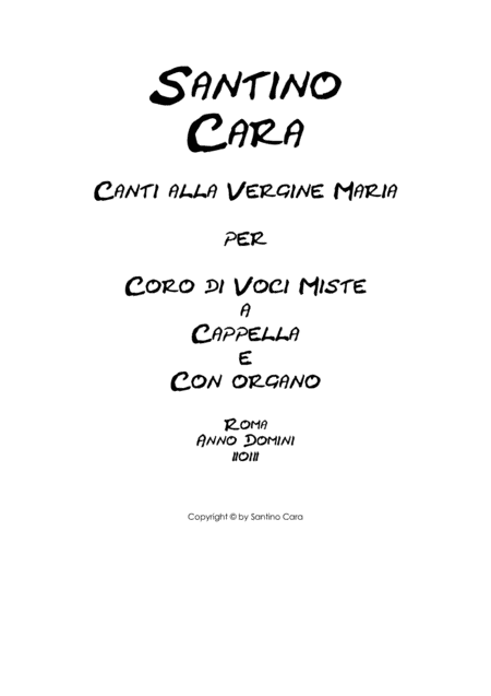 Book of 31 Songs to the Virgin Mary for chorus of mixed voices