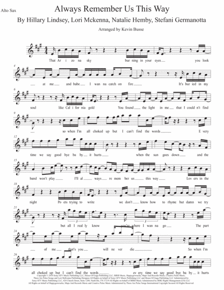 Always Remember Us This Way (arr. Kevin Busse)