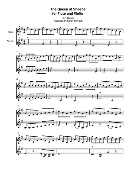 The Queen of Sheeba, for Flute and Violin, duet (arr. Sandy Herrault)