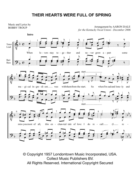 Their Hearts Were Full Of Spring (arr. Aaron Dale)