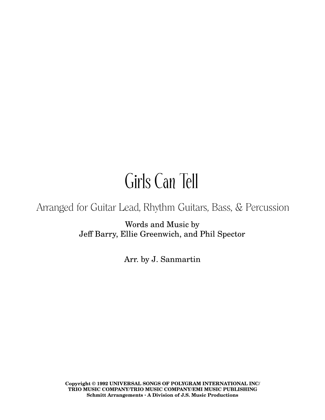 Girls Can Tell (arr. J. Sanmartin)