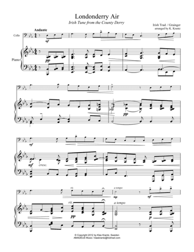 Londonderry Air for cello and piano (arr. K. Krantz)