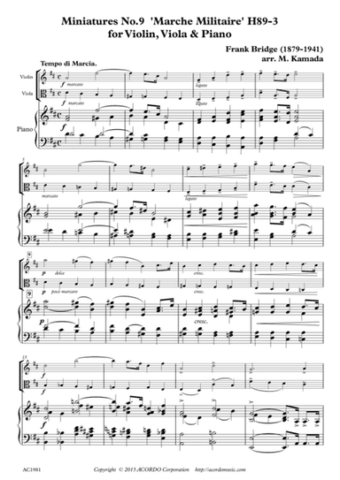 Miniatures, No.9 Marche Militaire, H.89-3 for Violin, Viola & Piano (arr. Mikio Kamada)