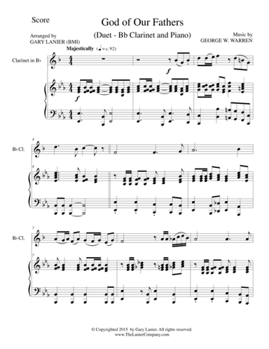 GOD OF OUR FATHERS (Duet – Bb Clarinet and Piano/Score and Parts) (arr. Gary Lanier)