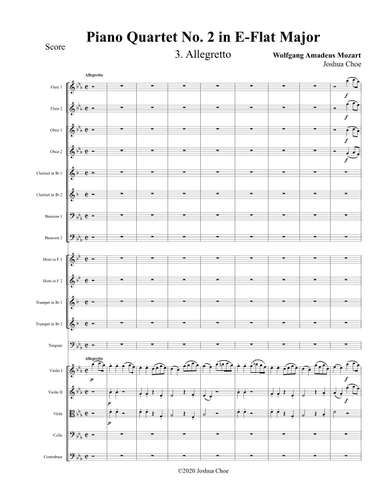 Piano Quartet No. 2 in E-Flat Major, Movement 3 (arr. Joshua Choe)