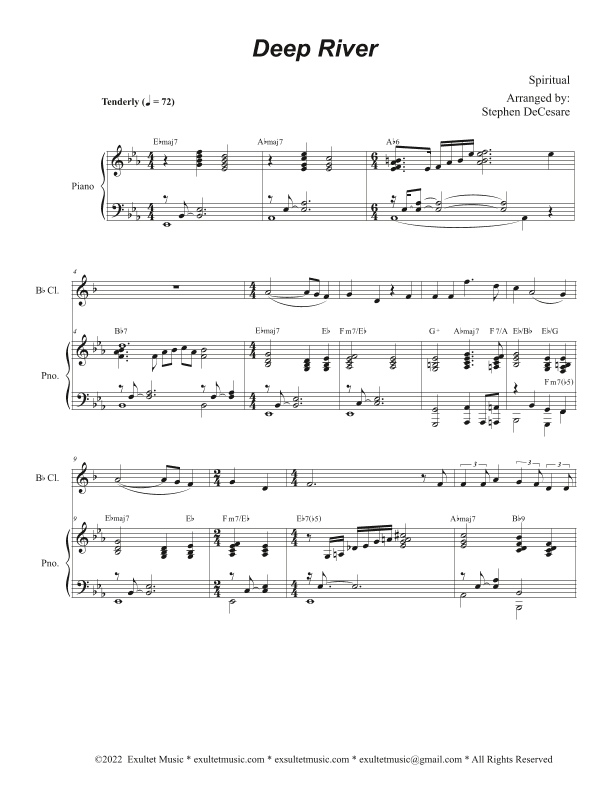 Deep River (Bb-Clarinet solo and Piano) (arr. Stephen DeCesare)