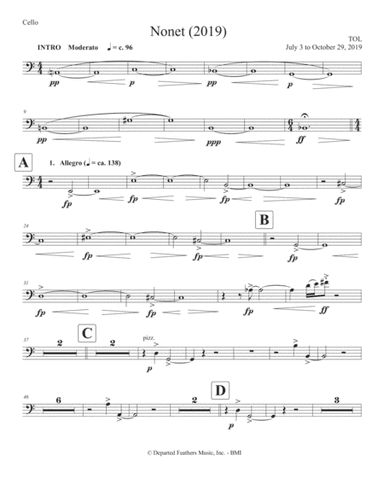 Nonet (2019) cello part