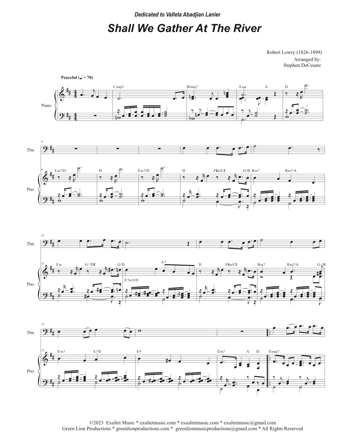 Shall We Gather At The River (Trombone solo and Piano) (arr. Stephen DeCesare)