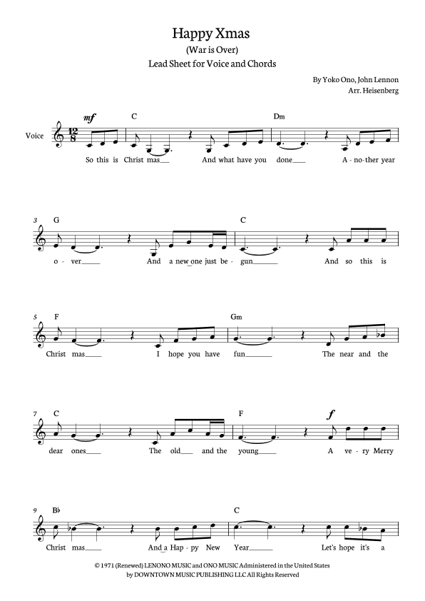 Happy Xmas (war Is Over) (arr. Heisenberg)
