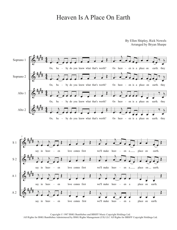 Heaven Is A Place On Earth (arr. Bryan Sharpe)