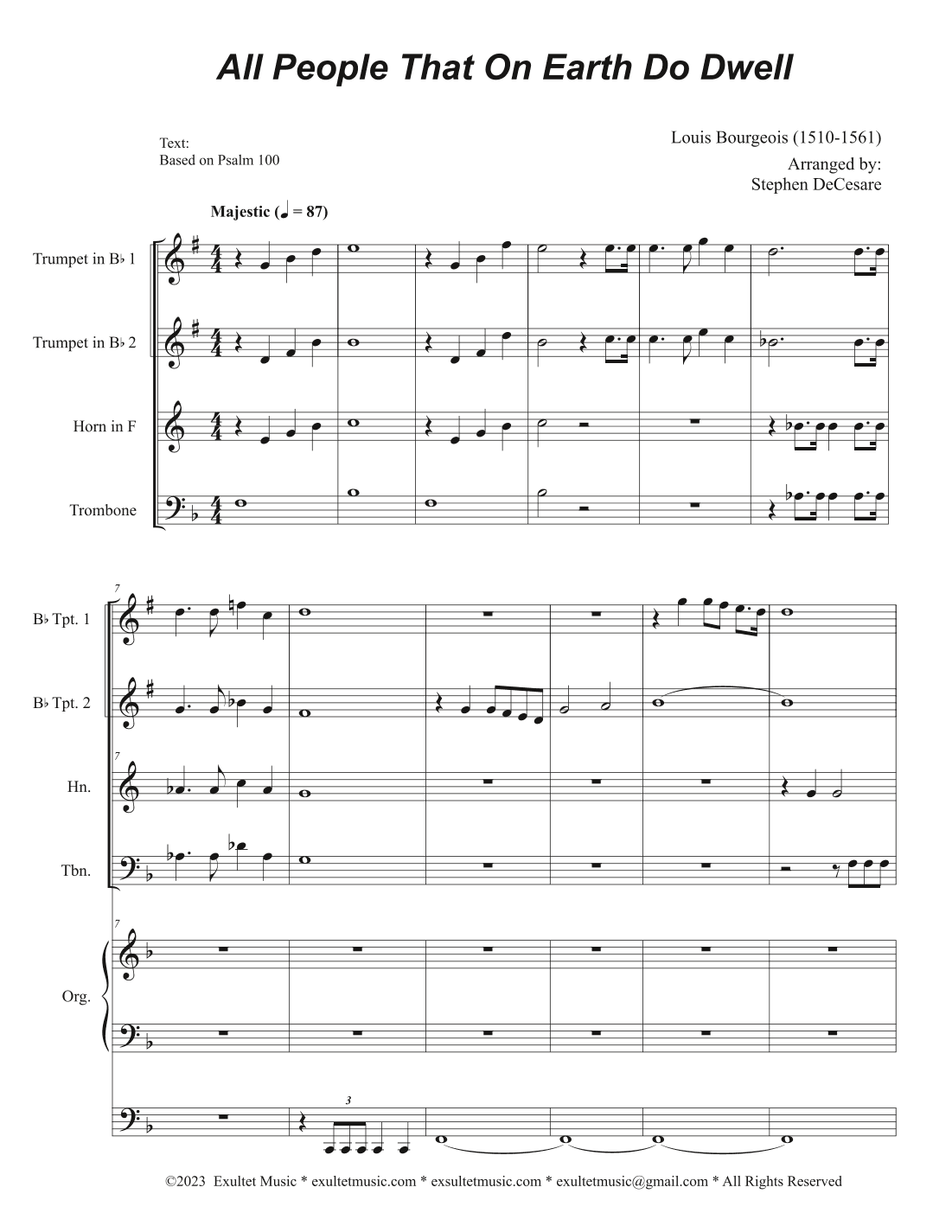 All People That On Earth Do Dwell (Vocal Quartet - (SATB) (Full Score) - Score Only (arr. Stephen DeCesare)