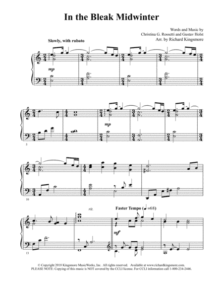 In the Bleak Midwinter (arr. Richard Kingsmore)