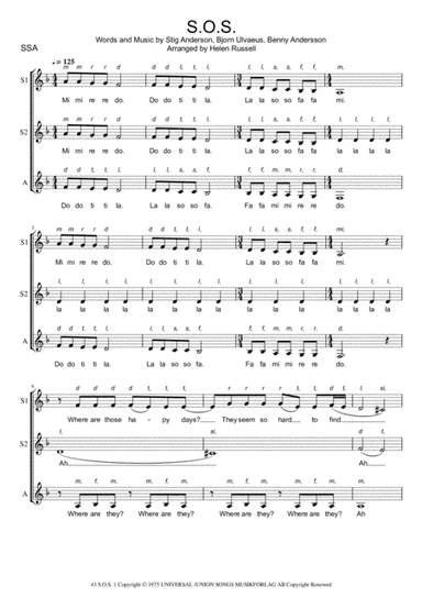 S.o.s. (arr. Helen Russell)