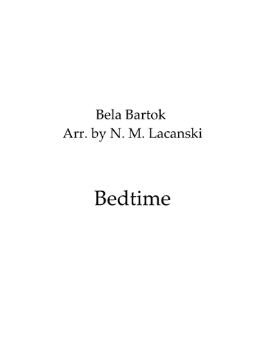 Bedtime (arr. Nick M Lacanski)