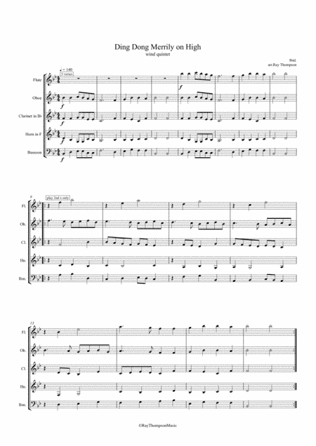 Ding Dong Merrily on High (Christmas Carol) - wind quintet (arr. Ray Thompson)