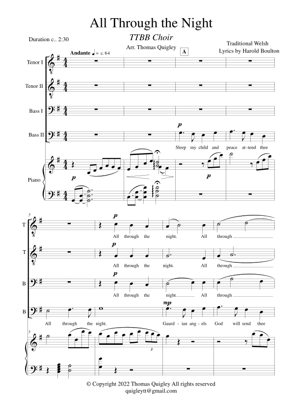 All Through The Night (arr. Thomas Quigley)