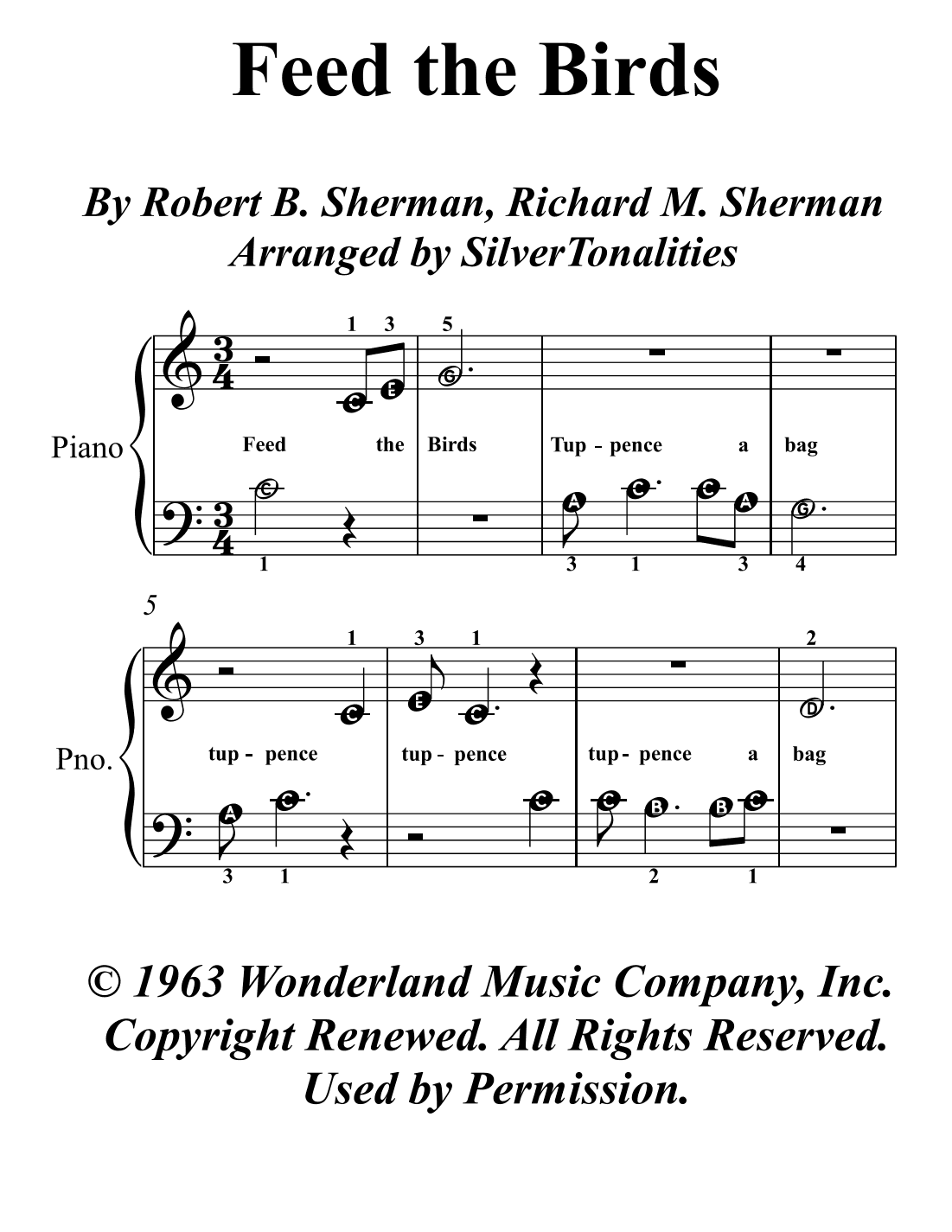 Feed The Birds (tuppence A Bag) (arr. Robert B. Sherman)