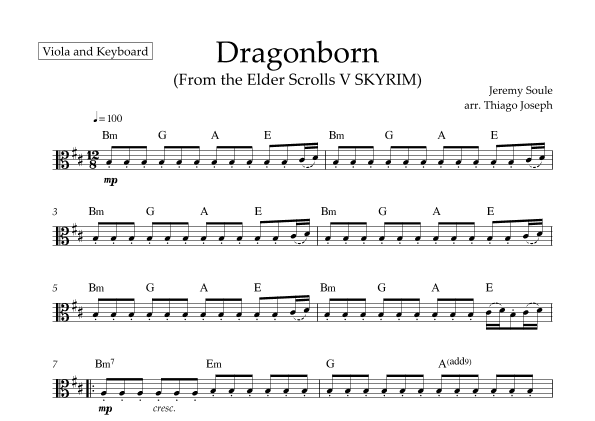 Dragonborn (skyrim Theme) (arr. Thiago Joseph)