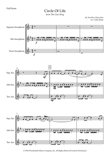 Circle Of Life (arr. Fabio Britto)