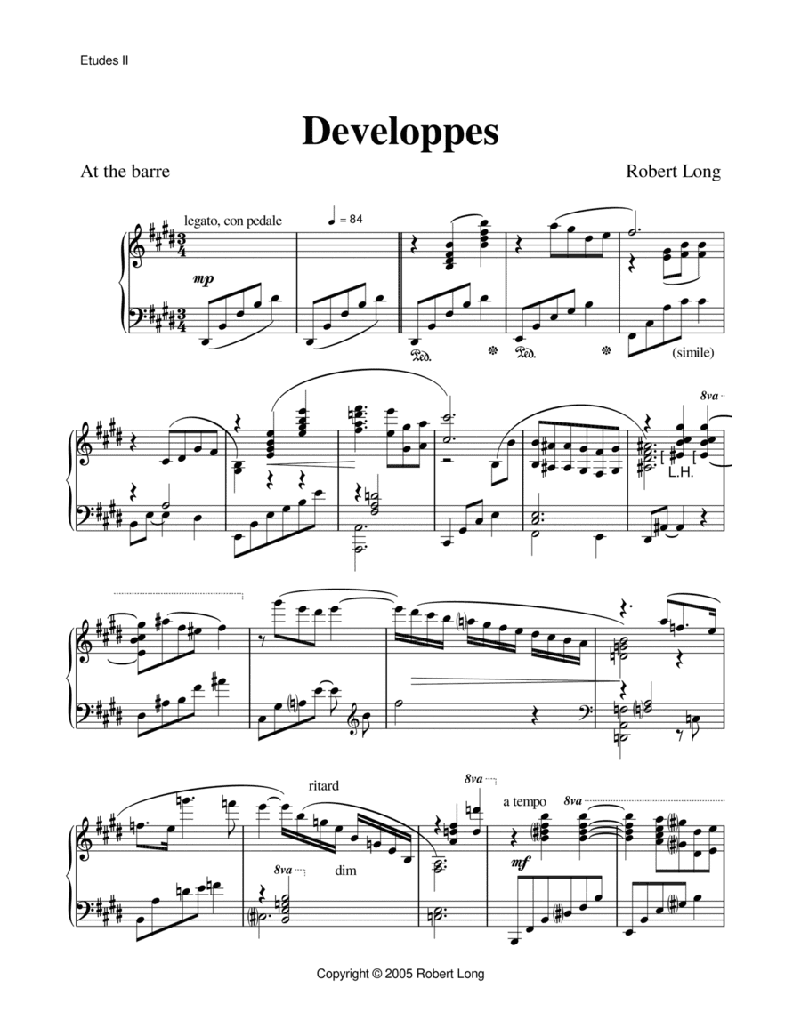 Ballet Piano Sheet Music: Developpes (barre) from Etudes II