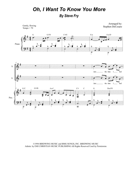 Oh, I Want To Know You More (arr. Stephen DeCesare)