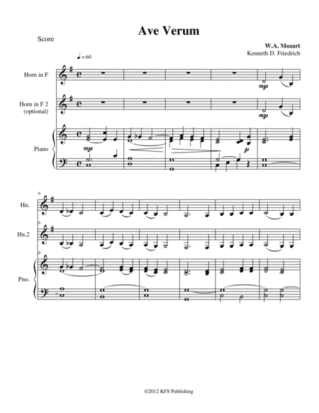 Mozart - Ave Verum (arr. Kenneth D. Friedrich)