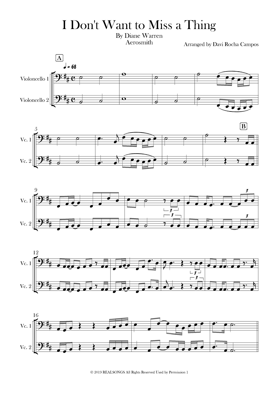 I Don't Want To Miss A Thing (arr. Davi Rocha Campos)