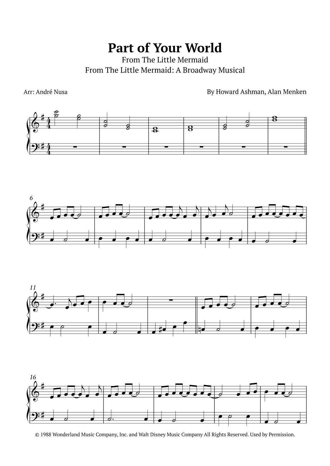 Part Of Your World (arr. André Nusa)