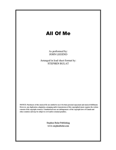 All Of Me (arr. Stephen Bulat)