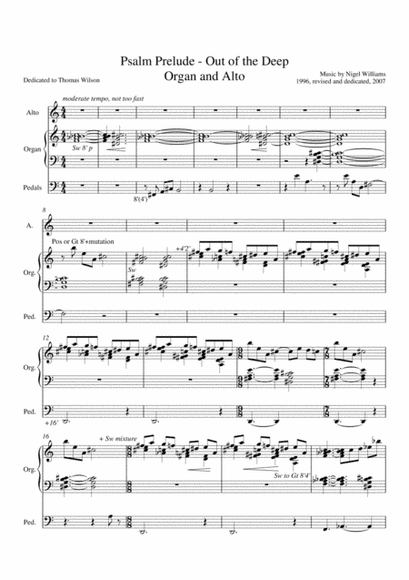 Psalm Prelude, Out Of The Deep, for organ and alto voice