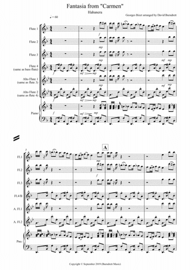 Habanera (fantasia from Carmen) for Flute Quartet (arr. David Burndrett)