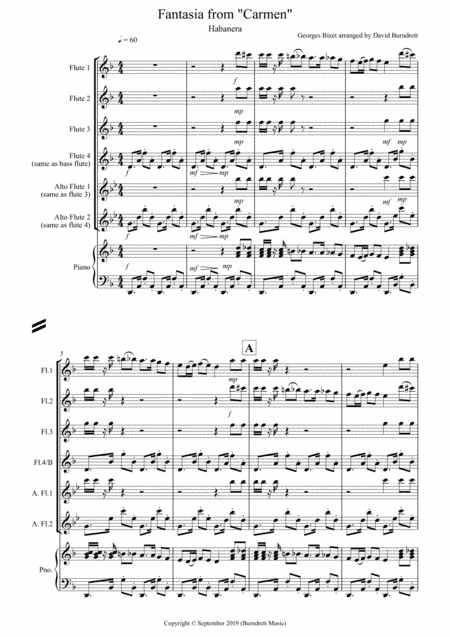 Habanera (fantasia from Carmen) for Flute Quartet (arr. David Burndrett)