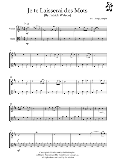 Je Te Laisserai Des Mots (arr. Thiago Joseph)