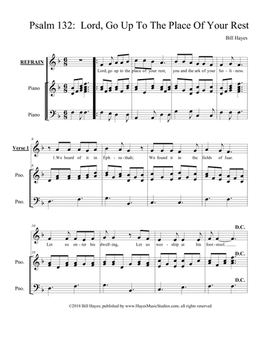 Psalm 132:  Lord, Go Up To The Place Of Your Rest - piano/vocal