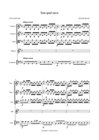 "Son qual nave" - Artaserse - Riccardo Broschi - Full Score (arr. Arturo Escorza)