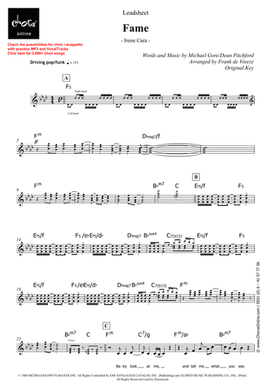 Fame (arr. Frank de Vreeze)
