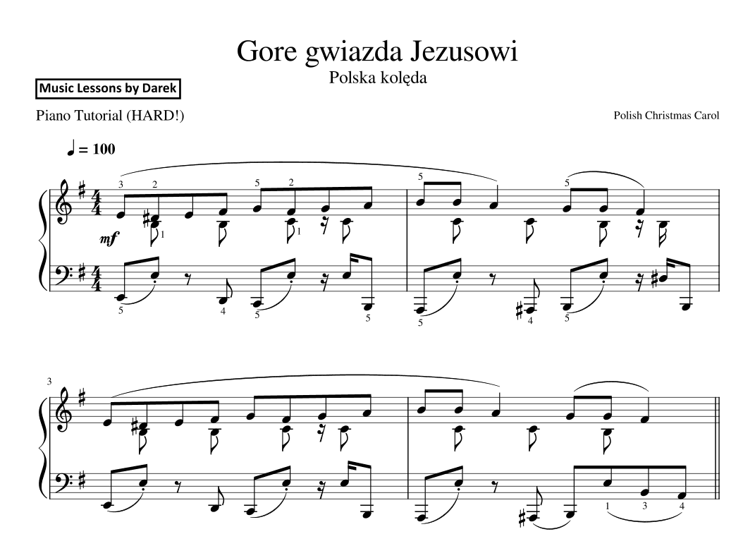 Gore gwiazda Jezusowi (Polish Christmas Carol) [HARD PIANO] (arr. Darek)