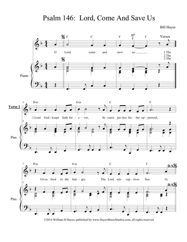 Psalm 146:  Lord, Come And Save Us - piano/vocal