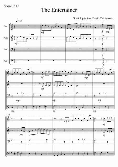 The Entertainer (Scott Joplin) Ragtime for flexible ensemble arranged by David Catherwood (arr. David Catherwood)