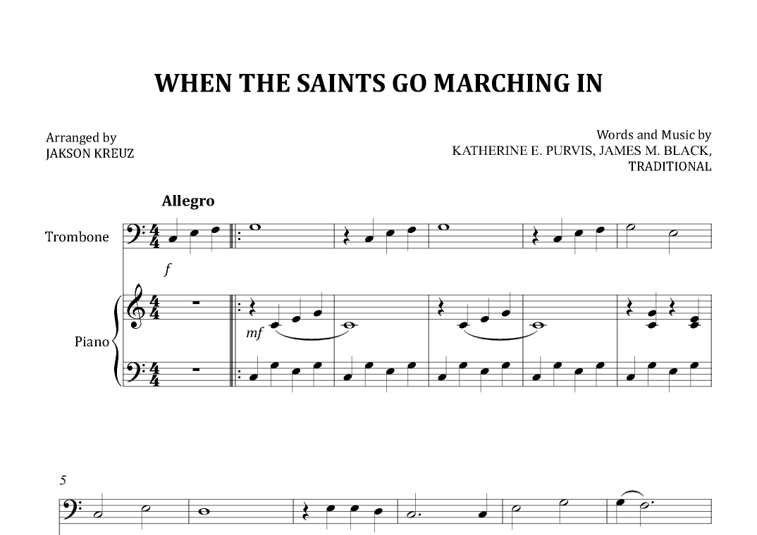 WHEN THE SAINTS GO MARCHING IN (arr. Jakson Kreuz)
