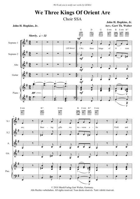 We Three Kings Of Orient Are (arr. Gert Th. Walter)