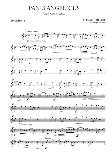 Panis Angelicus for Clarinet Quartet (arr. Diego Marani)