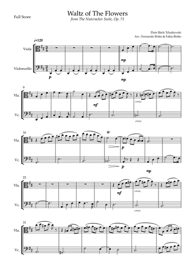 Waltz of The Flowers - from Nutcracker (P. I. Tchaikovsky) for Viola & Cello Duo (arr. Fernando Britto, Fabio Britto)
