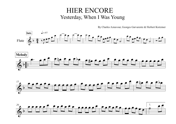 Yesterday, When I Was Young (hier Encore) (arr. Leo Silva)