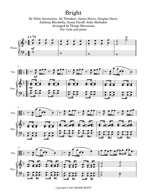 Bright (arr. Thiago Marconato)