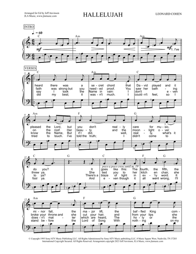 Hallelujah (arr. Jeff Anvinson, JLA Music, www.jlamusic.com)