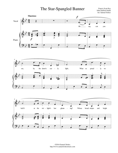 The Star-Spangled Banner - vocal solo with piano accompaniment (arr. Samuel Stokes)