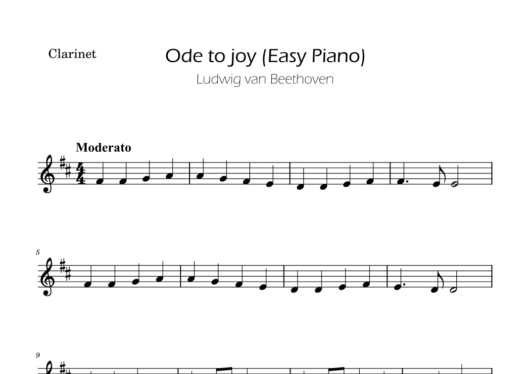 Ode To Joy - Easy Clarinet (arr. Ygor Nunes)