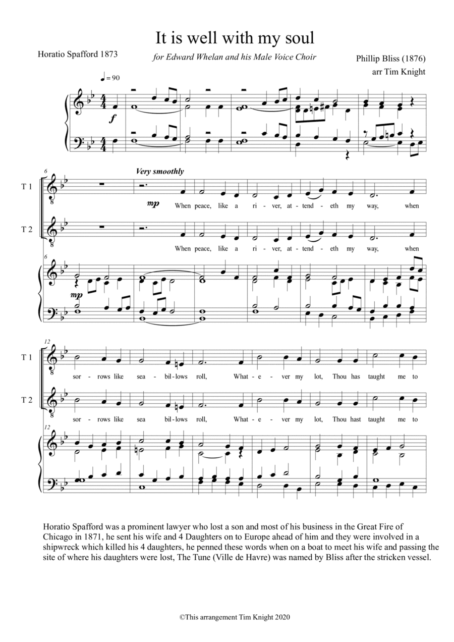 It is well with my soul TTBB (arr. Tim Knight)