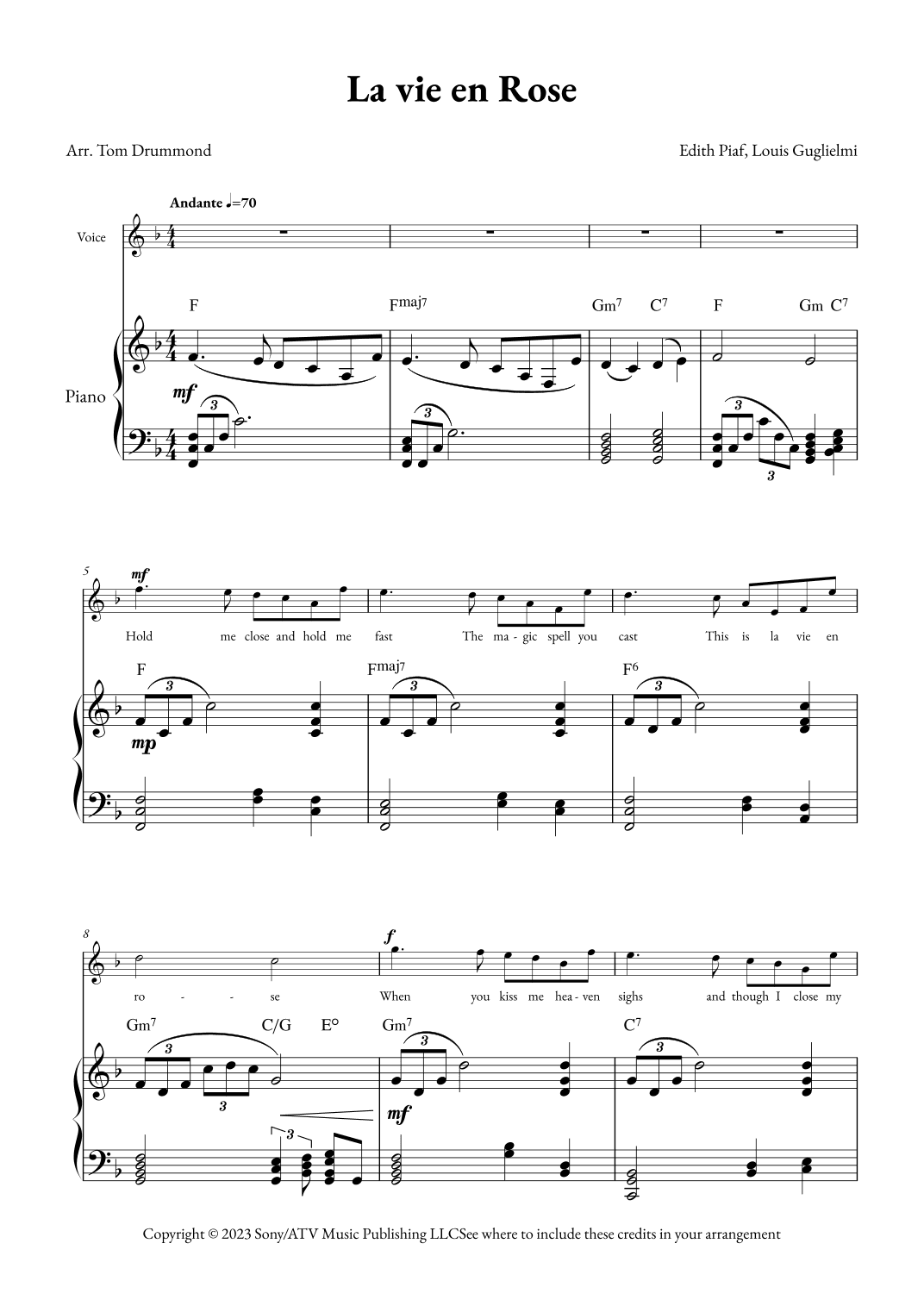La Vie En Rose (arr. Tom Drummond)